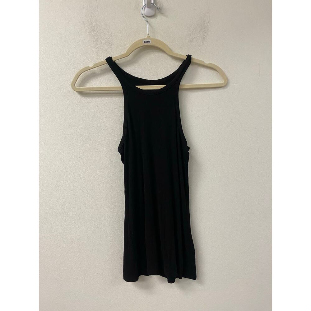 Black Ribbed Racerback Tank Top - Women